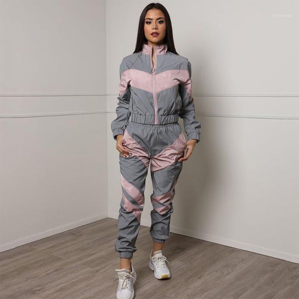 reflective womens tracksuit set casual zipper two piece set and pants patchwork high waist ankle-length jogging femme1, White
reflective womens tracksuit set casual zipper two piece set and pants patchwork high waist ankle-length jogging femme1, White
