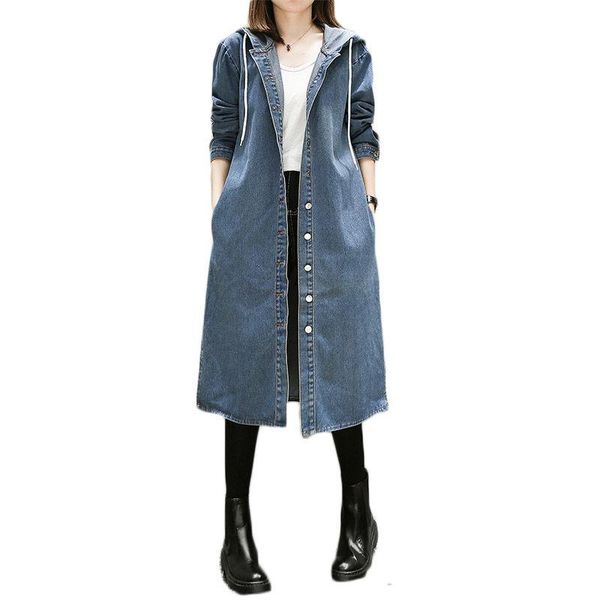 women's trench coats casual hooded denim jacket female 2021 spring bf wind loose large size long windbreaker coat split blusas mujer la, Tan;black
women's trench coats casual hooded denim jacket female 2021 spring bf wind loose large size long windbreaker coat split blusas mujer la, Tan;black