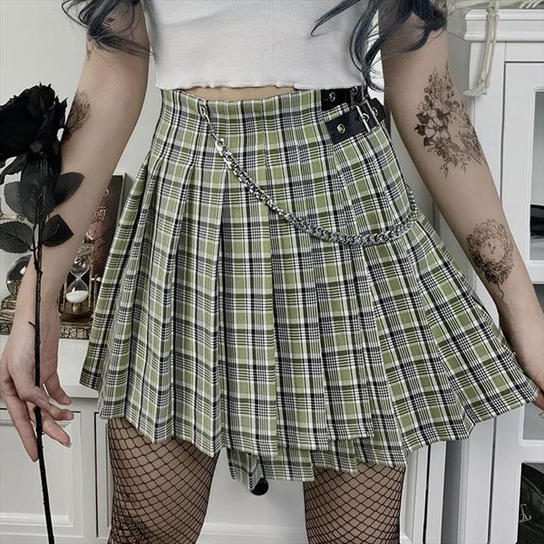 harajuku green plaid skirt women punk goth preppy high waist with chain mini skirts streetwear grunge korean pleated skirt girls, Black
harajuku green plaid skirt women punk goth preppy high waist with chain mini skirts streetwear grunge korean pleated skirt girls, Black
