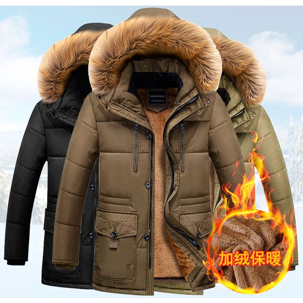 winter cotton-padded jacket mid-length cotton-padded jacket plus velvet thickening cold-resistant quilted jacket to increase dad outfit, Black
winter cotton-padded jacket mid-length cotton-padded jacket plus velvet thickening cold-resistant quilted jacket to increase dad outfit, Black