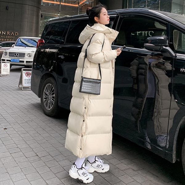 ultra-long wool winter coat women's loose thick cotton clothing over the knee-length hooded down parka ladies, Black
ultra-long wool winter coat women's loose thick cotton clothing over the knee-length hooded down parka ladies, Black