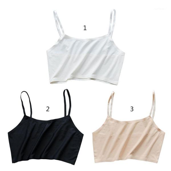 women summer ice silk crop spaghetti strap seamless bralette solid color wire no padded basic stretch camisole vest1, Black;white
women summer ice silk crop spaghetti strap seamless bralette solid color wire no padded basic stretch camisole vest1, Black;white