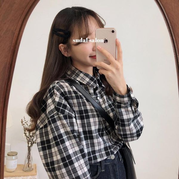 women's blouses & shirts plaid fashion blouse 2021 spring woman loose long sleeve women harajuku, White
women's blouses & shirts plaid fashion blouse 2021 spring woman loose long sleeve women harajuku, White
