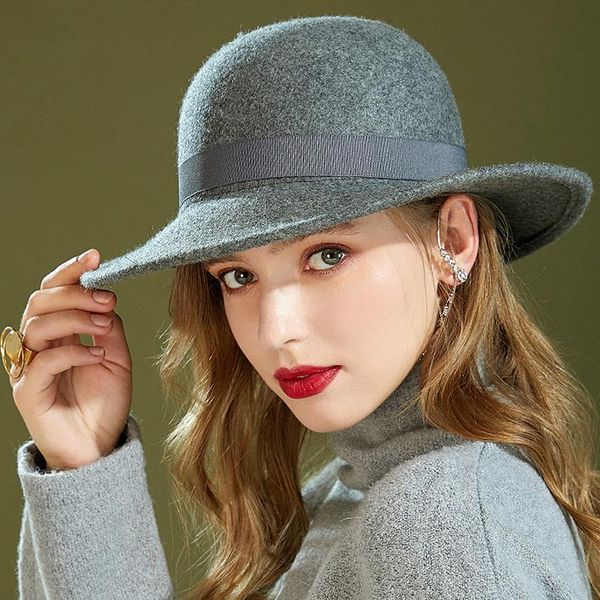 men and women hat bowler hat with flat brim winter wool hats 2020200, Blue;gray
men and women hat bowler hat with flat brim winter wool hats 2020200, Blue;gray