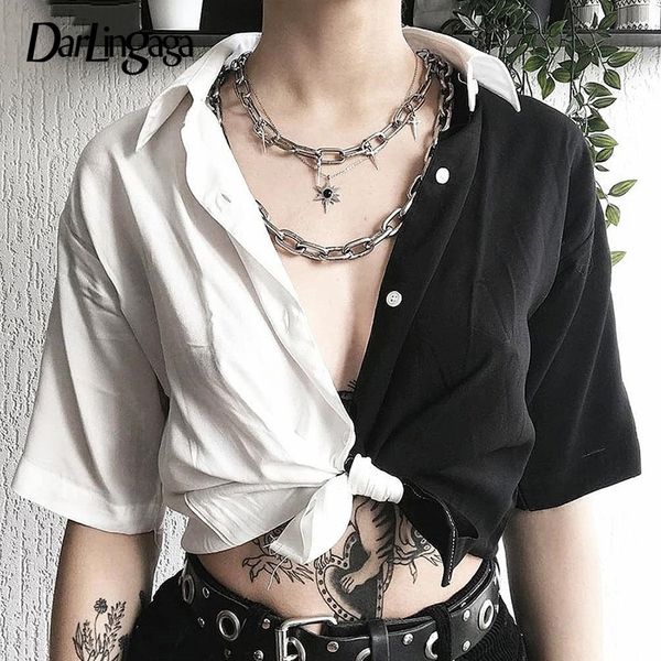 darlingaga street style black white blouse shirt patchwork chic crop fashion women blouses loose ladies lace up summer y200622
darlingaga street style black white blouse shirt patchwork chic crop fashion women blouses loose ladies lace up summer y200622