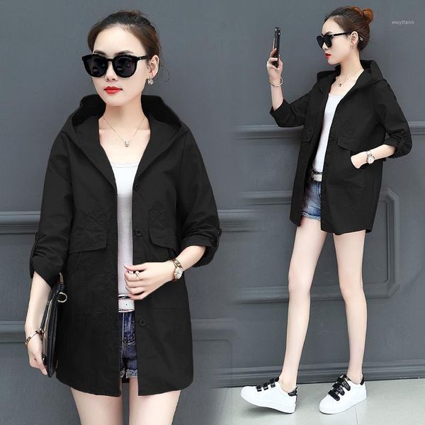women's jacket spring and summer 2019new women single-breasted hooded jacket thin section loose casual fashion sunscreen clothes1, Black;brown
women's jacket spring and summer 2019new women single-breasted hooded jacket thin section loose casual fashion sunscreen clothes1, Black;brown