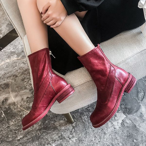 2020 genuine leather boots women zip round toe autumn motorcycle western boots vintage punk ankle boots, Black
2020 genuine leather boots women zip round toe autumn motorcycle western boots vintage punk ankle boots, Black