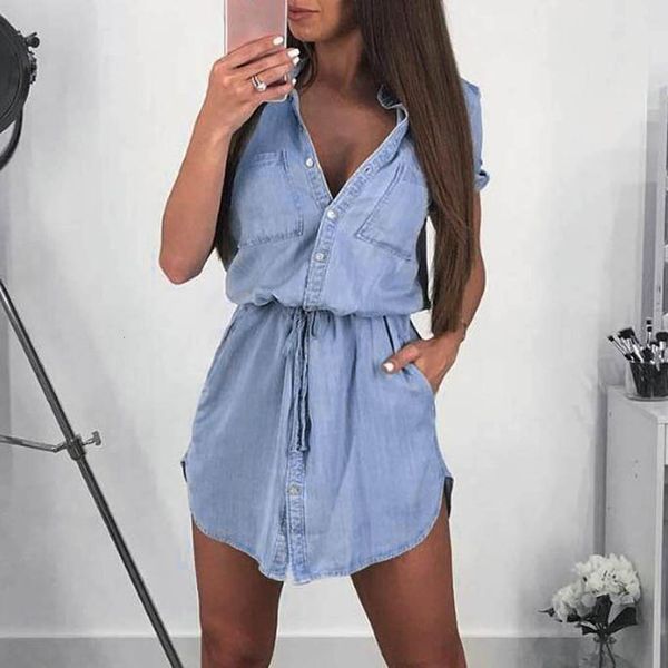 denim lacing mini dress women short sleeve shirt summer casual loose button boyfriend dress office daily sundress sukienka j4s, Black;gray
denim lacing mini dress women short sleeve shirt summer casual loose button boyfriend dress office daily sundress sukienka j4s, Black;gray