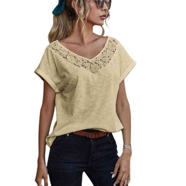 summer women t-shirts lace v neck summer polyester solid short sleeve t-shirt v neck lace beautiful t-shirt women, White
summer women t-shirts lace v neck summer polyester solid short sleeve t-shirt v neck lace beautiful t-shirt women, White