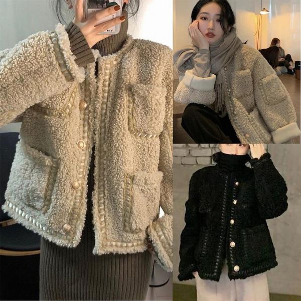 women jacket fashion cashmere winter warm plush pockets casual fashion long sleeve loose solid jacket short coat outerwear #40, Black;brown
women jacket fashion cashmere winter warm plush pockets casual fashion long sleeve loose solid jacket short coat outerwear #40, Black;brown