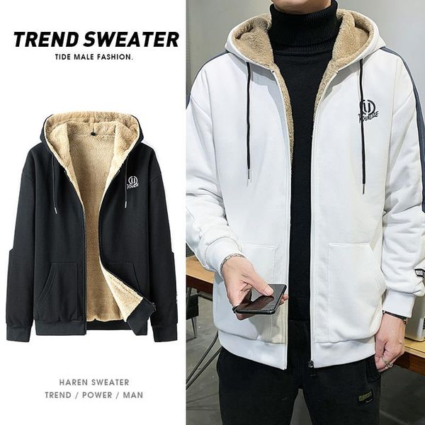2020 warm solid hoodies casual lamb wool new sweatshirt zipper cardigan hooded fashion coats winter color sportwear male men intxc, Black
2020 warm solid hoodies casual lamb wool new sweatshirt zipper cardigan hooded fashion coats winter color sportwear male men intxc, Black