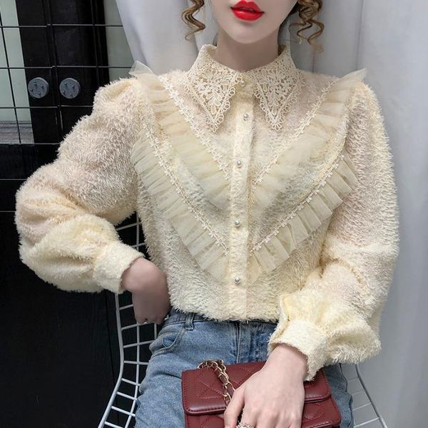 lady lovely blouses party lace ruffles patchwork slim long sleeve shirt solid color fashion versatile hollow out female, White
lady lovely blouses party lace ruffles patchwork slim long sleeve shirt solid color fashion versatile hollow out female, White