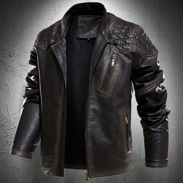 men's fur & faux spring autumn leather jacket men vintage style motorcycle stand collar biker coat retro fashion clothing, Black
men's fur & faux spring autumn leather jacket men vintage style motorcycle stand collar biker coat retro fashion clothing, Black