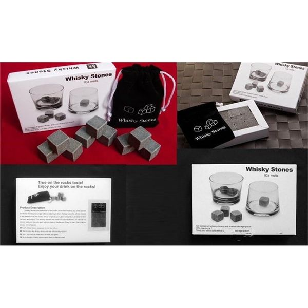 cooler natural ice 9pcs/set soapstone whisky stones cube with velvet storage pouch