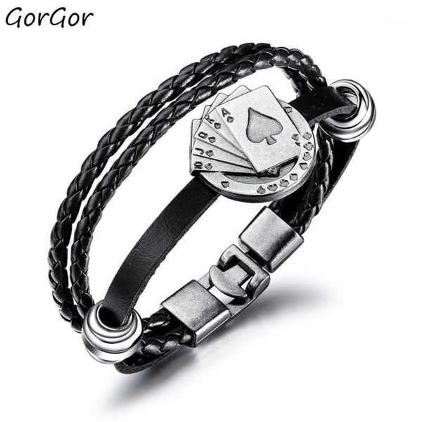 gorgor bangles men stainless steel originality statement leather weaving vintage playing cards individuality accessories ps-12631, Black
gorgor bangles men stainless steel originality statement leather weaving vintage playing cards individuality accessories ps-12631, Black