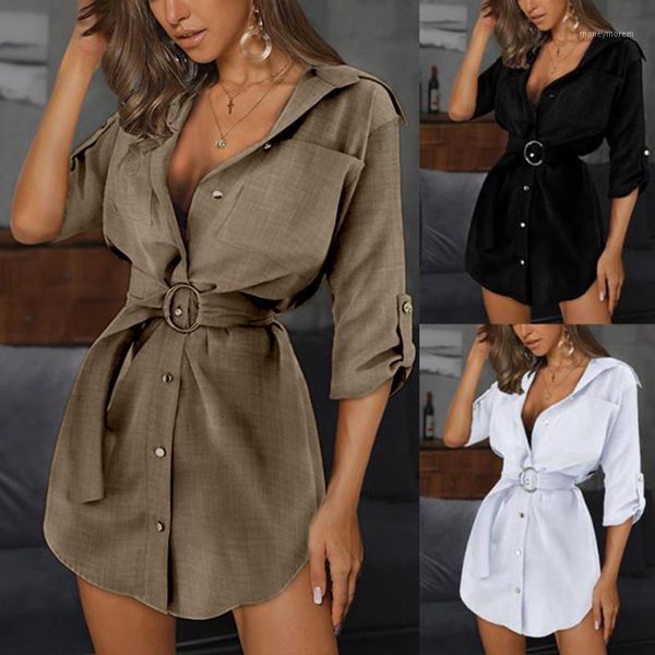 casual dresses 2021 autumn solid mini dress women turn-down collar three quarter sleeve single-breasted shirt office lady elegant vestido1, Black;gray
casual dresses 2021 autumn solid mini dress women turn-down collar three quarter sleeve single-breasted shirt office lady elegant vestido1, Black;gray