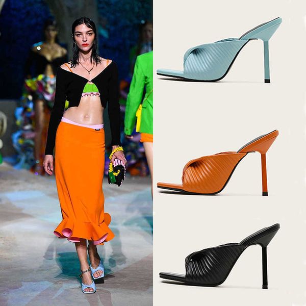 elling designer summer new women's slippers fashion square toe folded surface stiletto high heel 35 to 42 sizes, Black
elling designer summer new women's slippers fashion square toe folded surface stiletto high heel 35 to 42 sizes, Black