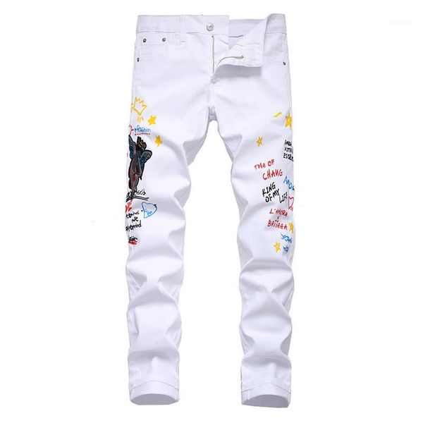 men's angel embroidered letters printed white jeans fashion slim fit stretch denim pencil pants1, Blue
men's angel embroidered letters printed white jeans fashion slim fit stretch denim pencil pants1, Blue