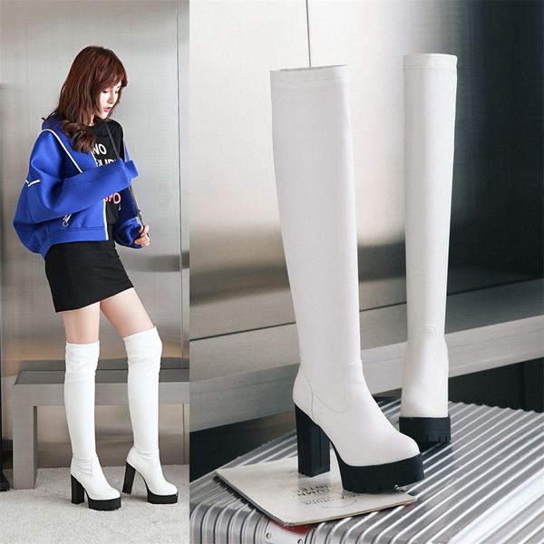 more size 33-43 lady in high heels on her knee women's boots fall fashion thick platform mujer booties, Black
more size 33-43 lady in high heels on her knee women's boots fall fashion thick platform mujer booties, Black