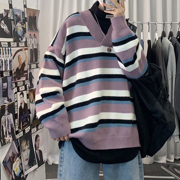 2021 new men's warm stripe v-neck women knitted ribbed pullover sweater long sleeve casual oversize man clothing o18i, White;black
2021 new men's warm stripe v-neck women knitted ribbed pullover sweater long sleeve casual oversize man clothing o18i, White;black