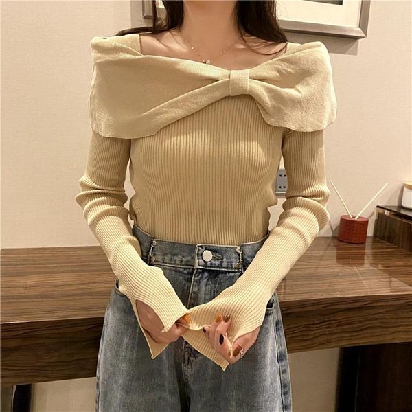 women's sweaters autumn winter bow clothing long sleeve slim korean clothes knitted pullovers fashion brand red female, White;black
women's sweaters autumn winter bow clothing long sleeve slim korean clothes knitted pullovers fashion brand red female, White;black