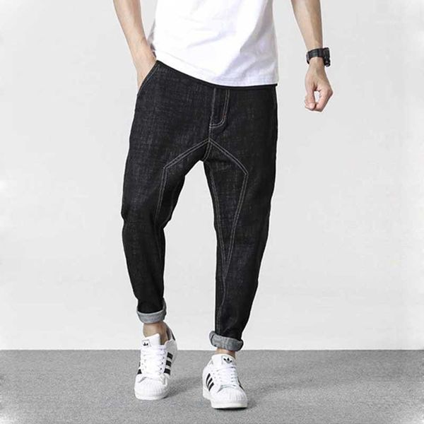 men's jeans men joggers pants black cotton loose baggy denim sewing-line pattern hip hop harem casual trousers1, Blue
men's jeans men joggers pants black cotton loose baggy denim sewing-line pattern hip hop harem casual trousers1, Blue