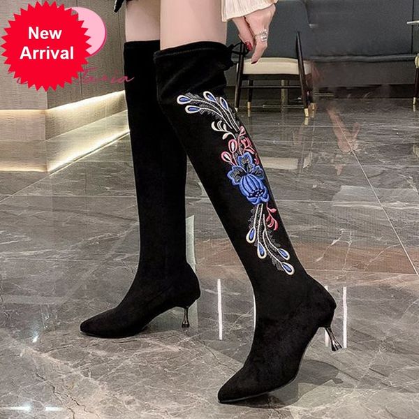 2021 the new new female thin heels high on knee to her shoelaces boots women's embroidery shoes g2mb, Black
2021 the new new female thin heels high on knee to her shoelaces boots women's embroidery shoes g2mb, Black
