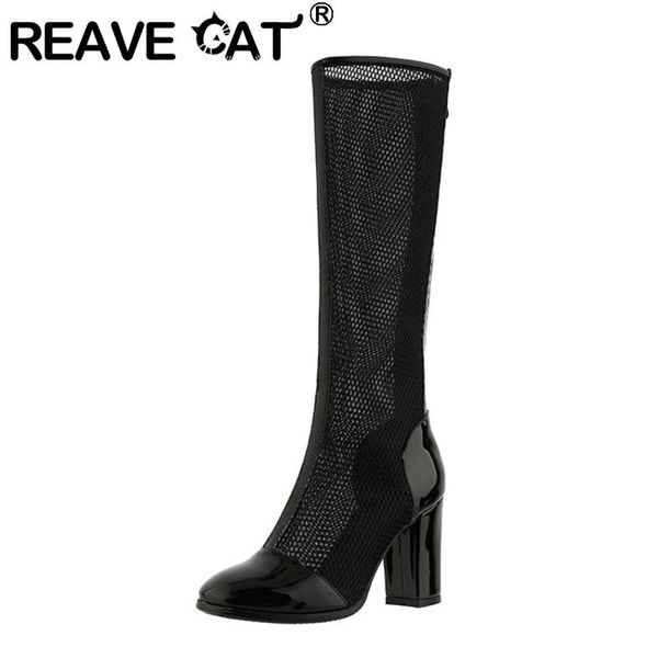 boots reave cat women knee 2021 square toe 9cm block heels patent leather mesh breathable zip big size 43 summer a3374, Black
boots reave cat women knee 2021 square toe 9cm block heels patent leather mesh breathable zip big size 43 summer a3374, Black