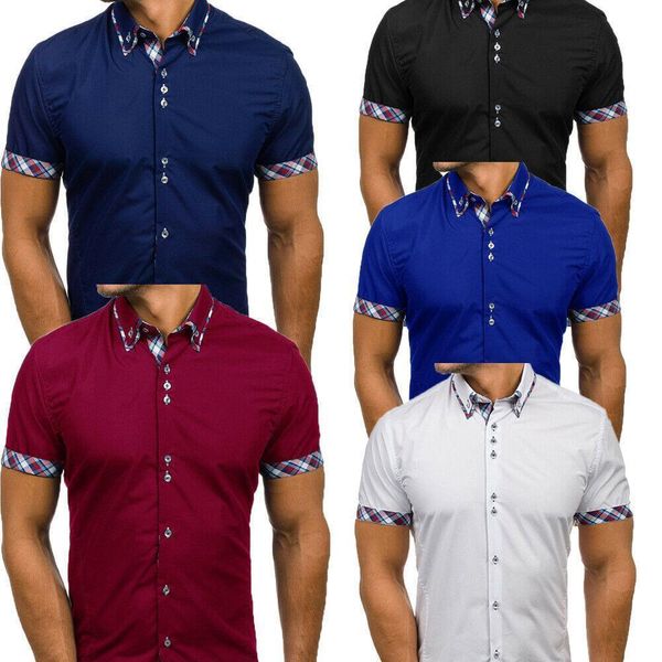 new fashion men's tee shirt slim fit short sleeve plaid print casual collar shirt black white blue wine red, White;black
new fashion men's tee shirt slim fit short sleeve plaid print casual collar shirt black white blue wine red, White;black