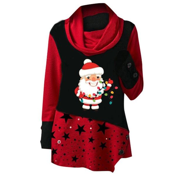 fashion women christmas blouse long sleeve santa claus printing five-pointed star splicing stand-up collar sweatshirt mujer, Black
fashion women christmas blouse long sleeve santa claus printing five-pointed star splicing stand-up collar sweatshirt mujer, Black