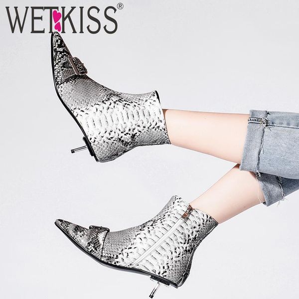 wetkiss snake skin boots women leather ankle booties thin heels shoes female pointed toe buckle shoes ladies spring 2020, Black
wetkiss snake skin boots women leather ankle booties thin heels shoes female pointed toe buckle shoes ladies spring 2020, Black