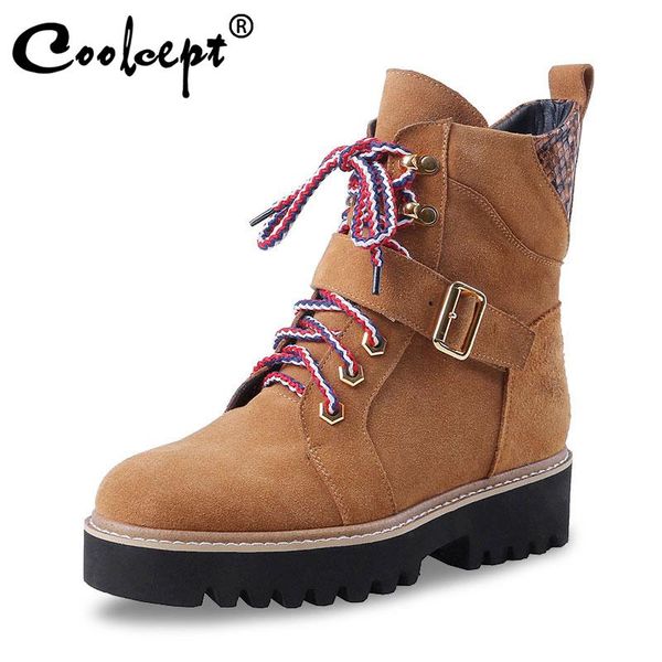 boots coolcept real leather winter women motorcycle fashion non-slip round toe shoes buckle flats lace footwear size 34-39, Black
boots coolcept real leather winter women motorcycle fashion non-slip round toe shoes buckle flats lace footwear size 34-39, Black