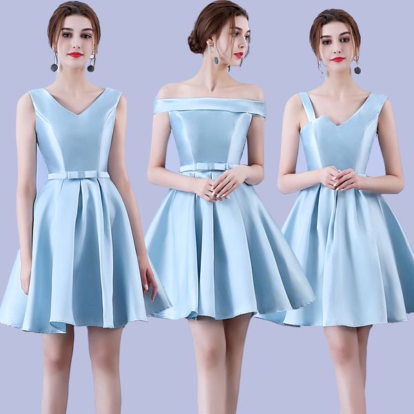 Fashion women Single Summer Cheap Short blue Bridesmaid Dresses Ladies Prom Party Dresses Elegant Event Wedding Guest Dress 9958
Fashion women Single Summer Cheap Short blue Bridesmaid Dresses Ladies Prom Party Dresses Elegant Event Wedding Guest Dress 9958
