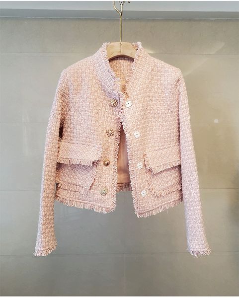 1202 2021 spring crew neck long sleeve coat tweed pink button fashion womens clothes sh, Black;brown
1202 2021 spring crew neck long sleeve coat tweed pink button fashion womens clothes sh, Black;brown