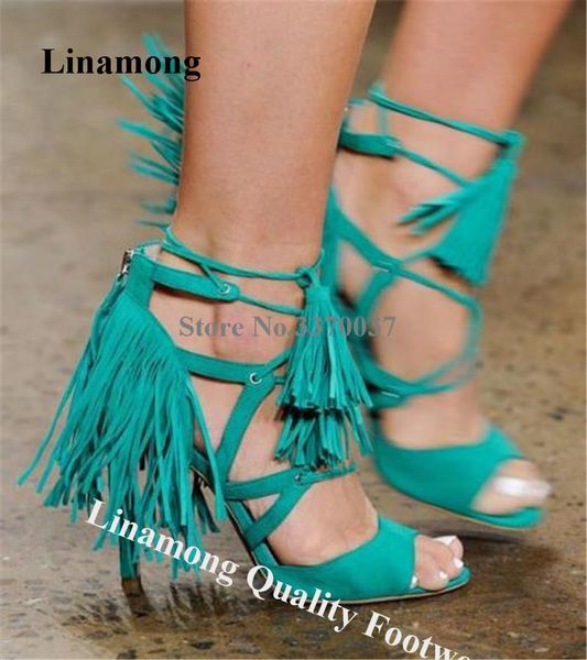 linamong charming peep toe suede leather stiletto heel tassels gladiator sandals straps cross fringes high heel sandals, Black
linamong charming peep toe suede leather stiletto heel tassels gladiator sandals straps cross fringes high heel sandals, Black