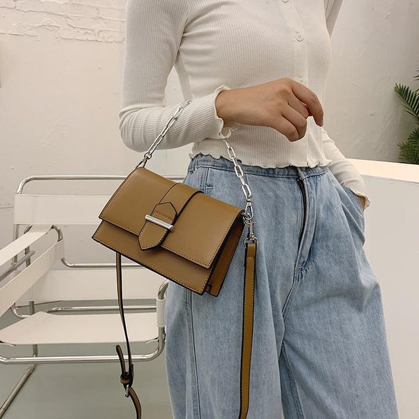 shoulder bags for women 2021 solid leather chain luxury women's bag crossbody purses and handbags bolsa feminina