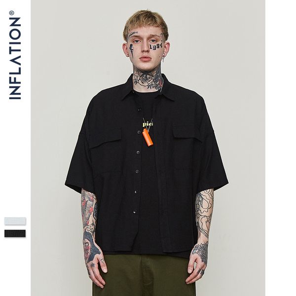 inf men's clothing | 2019 spring and summer new men's shirt tide brand high street embroidery five-point sleeves long arc hem loos, White;black
inf men's clothing | 2019 spring and summer new men's shirt tide brand high street embroidery five-point sleeves long arc hem loos, White;black