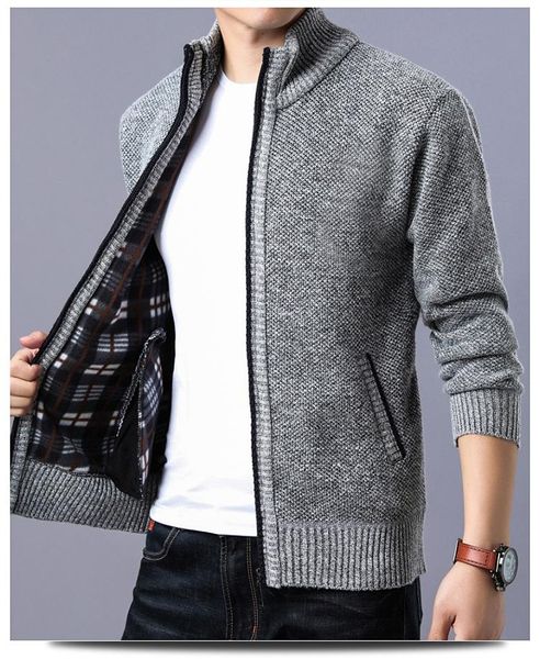 winter knitted coat sweater for man korean version with velvet and thickening trend zipper cardigan sweater men's clothing, White;black
winter knitted coat sweater for man korean version with velvet and thickening trend zipper cardigan sweater men's clothing, White;black