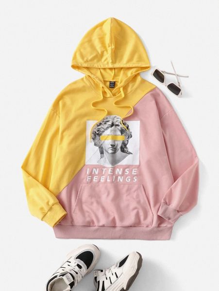letter & figure graphic colorblock kangaroo pocket drawstring hoodie w5qm#, White;black
letter & figure graphic colorblock kangaroo pocket drawstring hoodie w5qm#, White;black