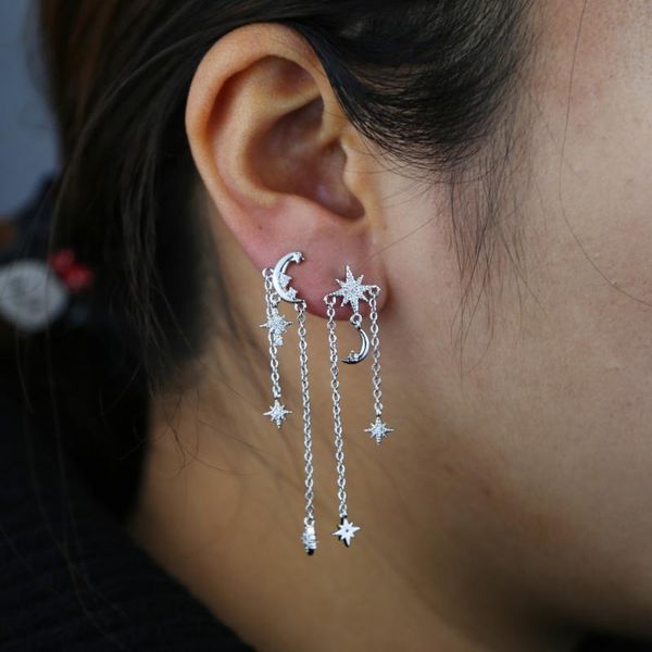 dangle & chandelier 2021 wholesale delicate long chain tassel huggie hoop earring with tiny cz moon star charm for women lady trendy wedding, Silver
dangle & chandelier 2021 wholesale delicate long chain tassel huggie hoop earring with tiny cz moon star charm for women lady trendy wedding, Silver