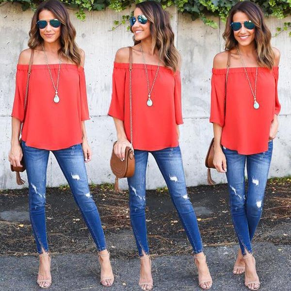 women's blouses & shirts strapless multiple colour women off shoulder long sleeve pullover casual blouse hals langarm schulter chi, White
women's blouses & shirts strapless multiple colour women off shoulder long sleeve pullover casual blouse hals langarm schulter chi, White