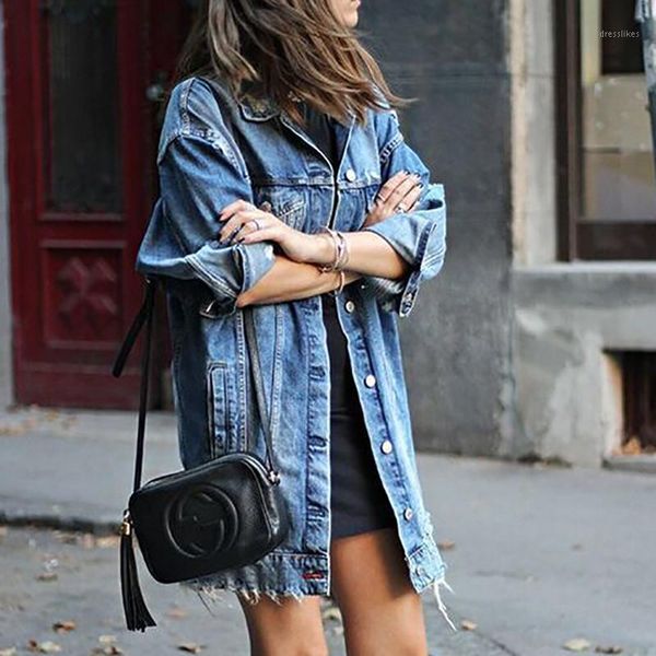 2020 autumn winter fashion women boyfriend denim jacket long sleeve ripped holes coats ladies oversize vintage denim long coats1, Black;brown
2020 autumn winter fashion women boyfriend denim jacket long sleeve ripped holes coats ladies oversize vintage denim long coats1, Black;brown