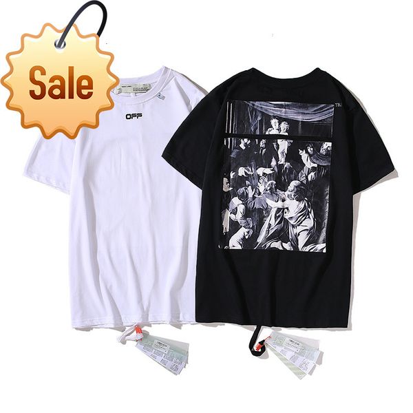 men's 2020 spring new off style back large oil painting printing short sleeve t-shirt european loose and wo, White;black
men's 2020 spring new off style back large oil painting printing short sleeve t-shirt european loose and wo, White;black