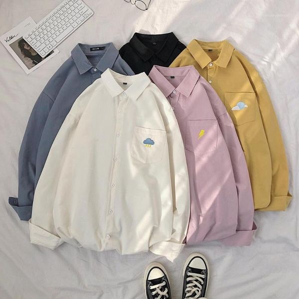 men's casual shirts korean weather embroidery women 2021 spring long sleeve simple blouse for woman harajuku girls shirts1, White;black
men's casual shirts korean weather embroidery women 2021 spring long sleeve simple blouse for woman harajuku girls shirts1, White;black