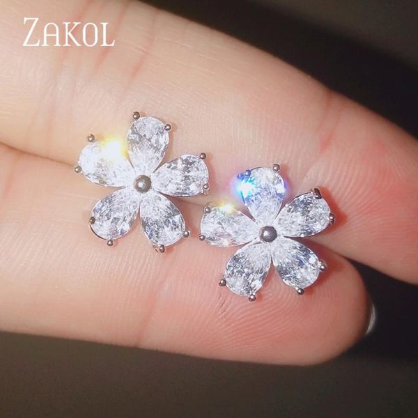 stud zakol korean design clear zirconia flower earrings for women bridal wedding jewelry fsep180, Golden;silver
stud zakol korean design clear zirconia flower earrings for women bridal wedding jewelry fsep180, Golden;silver