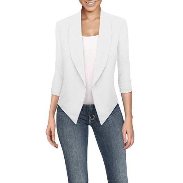 business suit coat casual women blazer ladies solid slim fit long sleeve turn-down collar gathered irregular hem jacket, White;black
business suit coat casual women blazer ladies solid slim fit long sleeve turn-down collar gathered irregular hem jacket, White;black