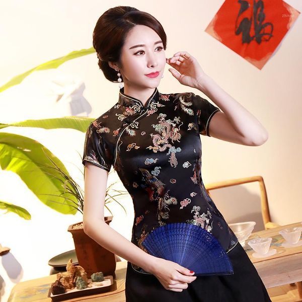 black summer short sleeve lady casual shirt traditional chinese style tang classic mandarin collar blouse vintage clothes1, Red
black summer short sleeve lady casual shirt traditional chinese style tang classic mandarin collar blouse vintage clothes1, Red
