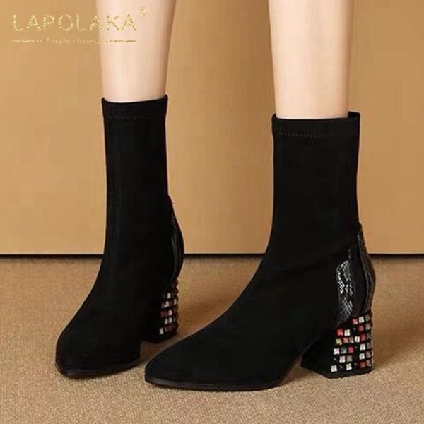 boots lapolaka 2021 square heels fashion shoes ladies female slip on crystal ins dropship, Black
boots lapolaka 2021 square heels fashion shoes ladies female slip on crystal ins dropship, Black