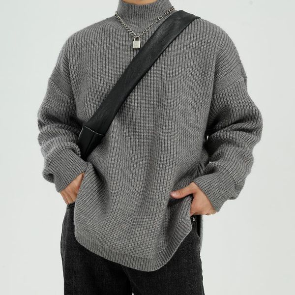 men solid color pullover turtelneck sweater male women couple streetwear fashion loose knitwear sweater, White;black
men solid color pullover turtelneck sweater male women couple streetwear fashion loose knitwear sweater, White;black