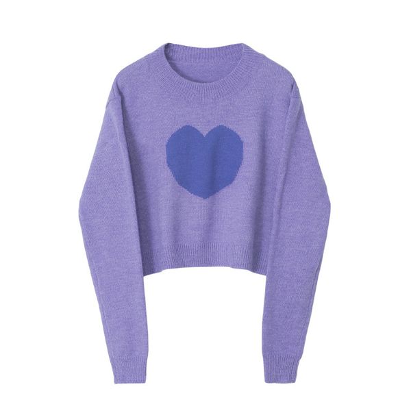 star same purple love pullover languid mohair short sweater for women 2020, White;black
star same purple love pullover languid mohair short sweater for women 2020, White;black